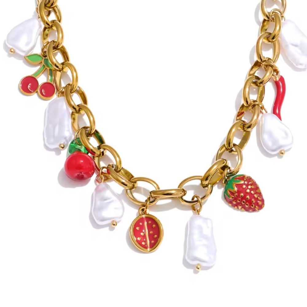 Strawberry 🍓 cherry 🍒 Charm Necklace
Stainless steel
Adjustable